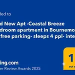 Brand New Apt -Coastal Breeze 1-Bedroom Apartment In Bournemouth With Free Parking- Sleeps 4 Ppl- Internet